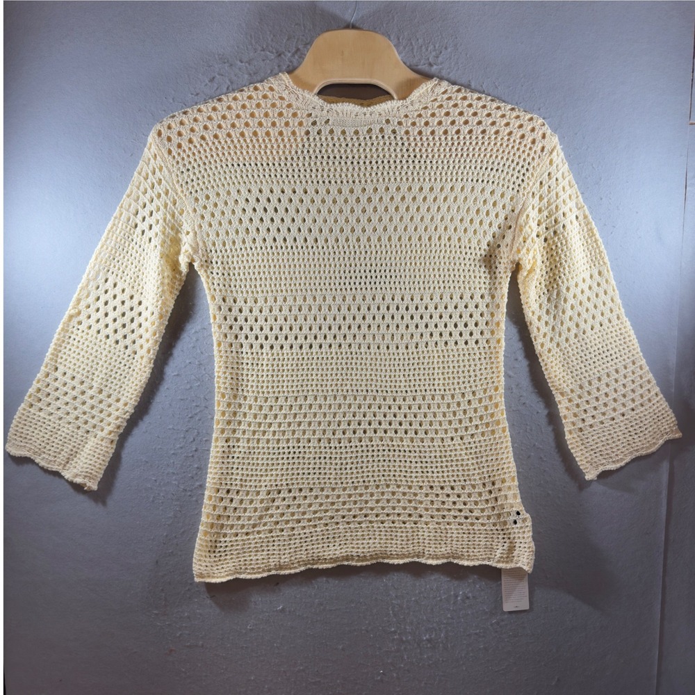1683 | NWT Boho Crochet Open Weave Bell Sleeve Sweater Cream Women M